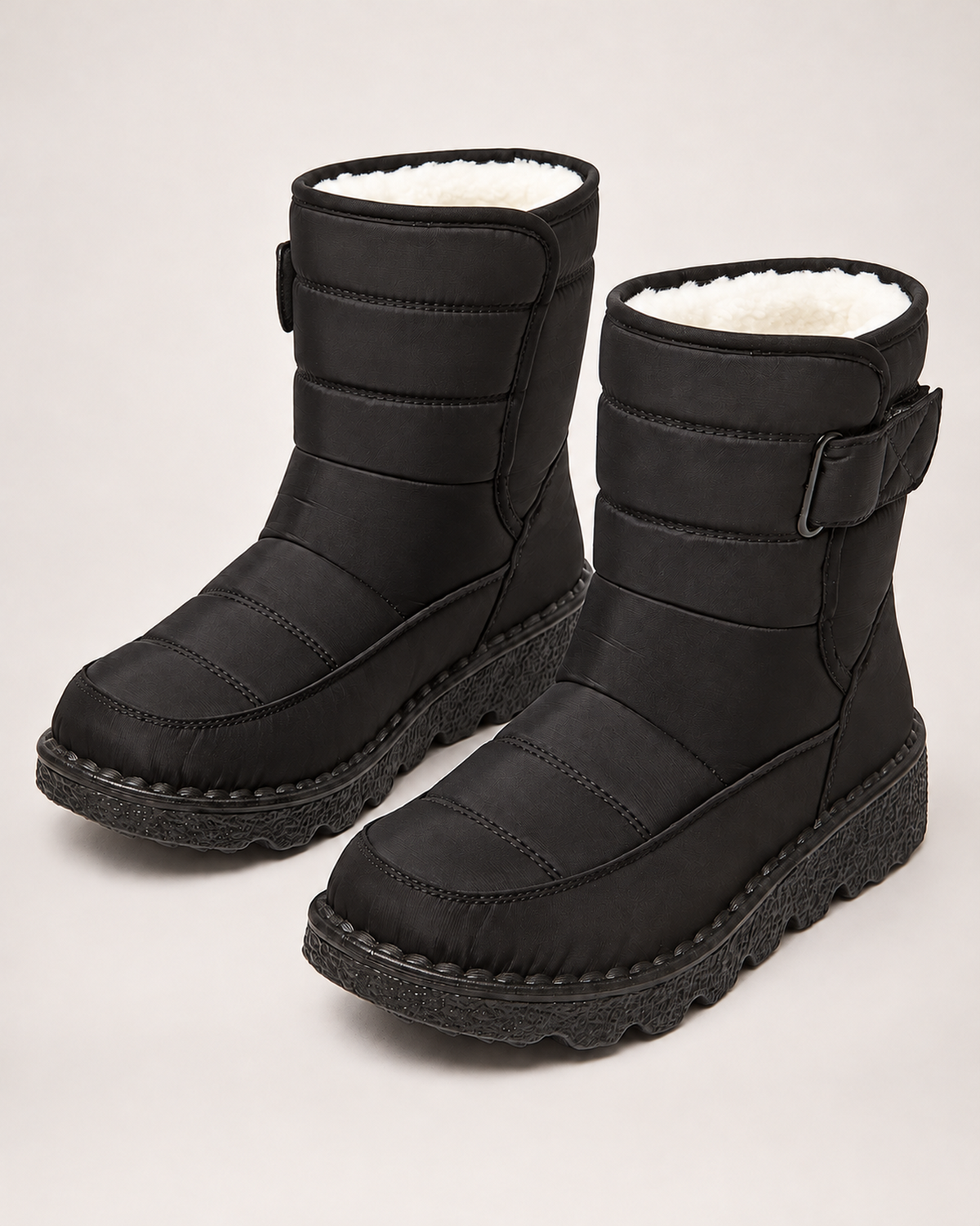 Women's Snow Boots - Plush-Lined Buckle Style, google-safe clean pair hero