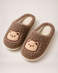 Fluffy Bear Slippers - Embroidered Face Style, google-safe toe-forward hero