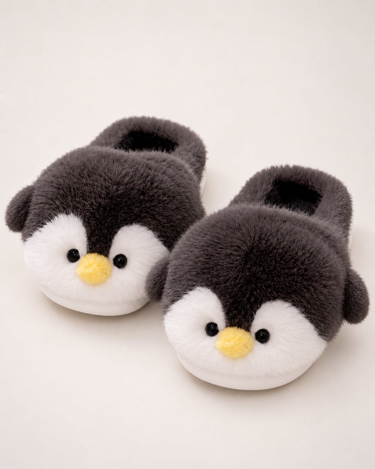 Women's Penguin Slippers in Black, studio hero