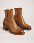 Women's Ankle Boots – Chunky Block Heel in Brown, three-quarter hero view