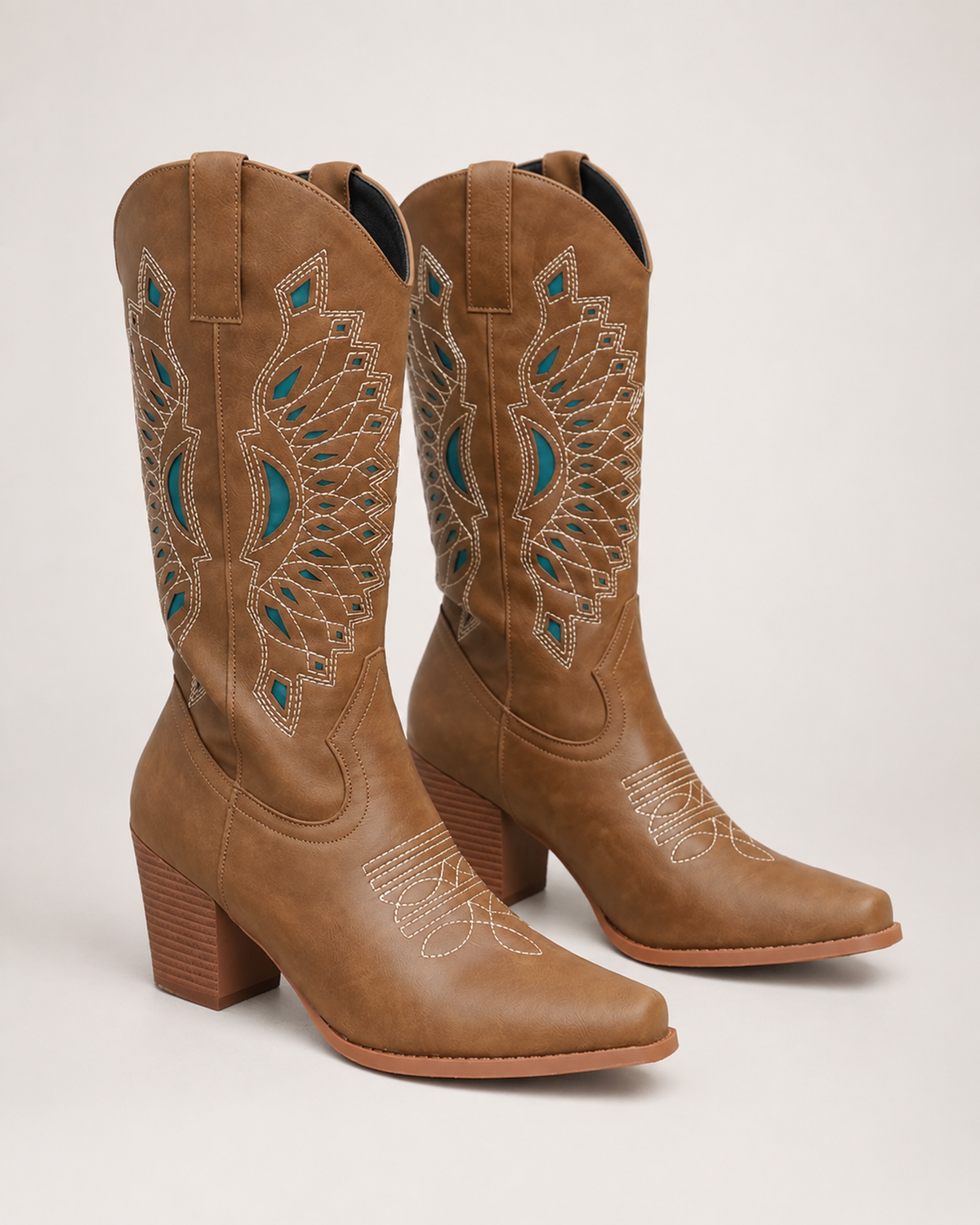 Women's Western Boots – Embroidered Square Toe in UK 3, three-quarter hero view
