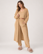 Women's Three Piece Loungewear Set in Camel, studio hero