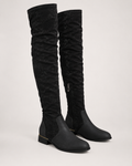 Women's Over the Knee Boots – Low Block Heel in Black, three-quarter hero view