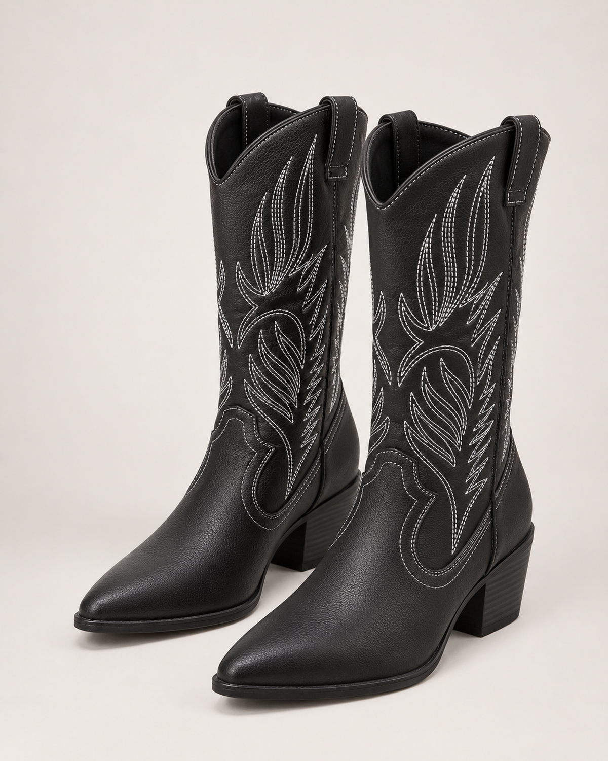 Women's Western Boots – Pointed Toe in Black, three-quarter hero view