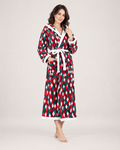 Women's Christmas Check Hooded Dressing Gown in Christmas Check, hero view