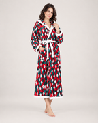 Women's Christmas Check Hooded Dressing Gown in Christmas Check, hero view