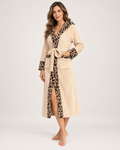 Women's Dressing Gown - Leopard-Trim Hooded Style, strong full-length studio hero