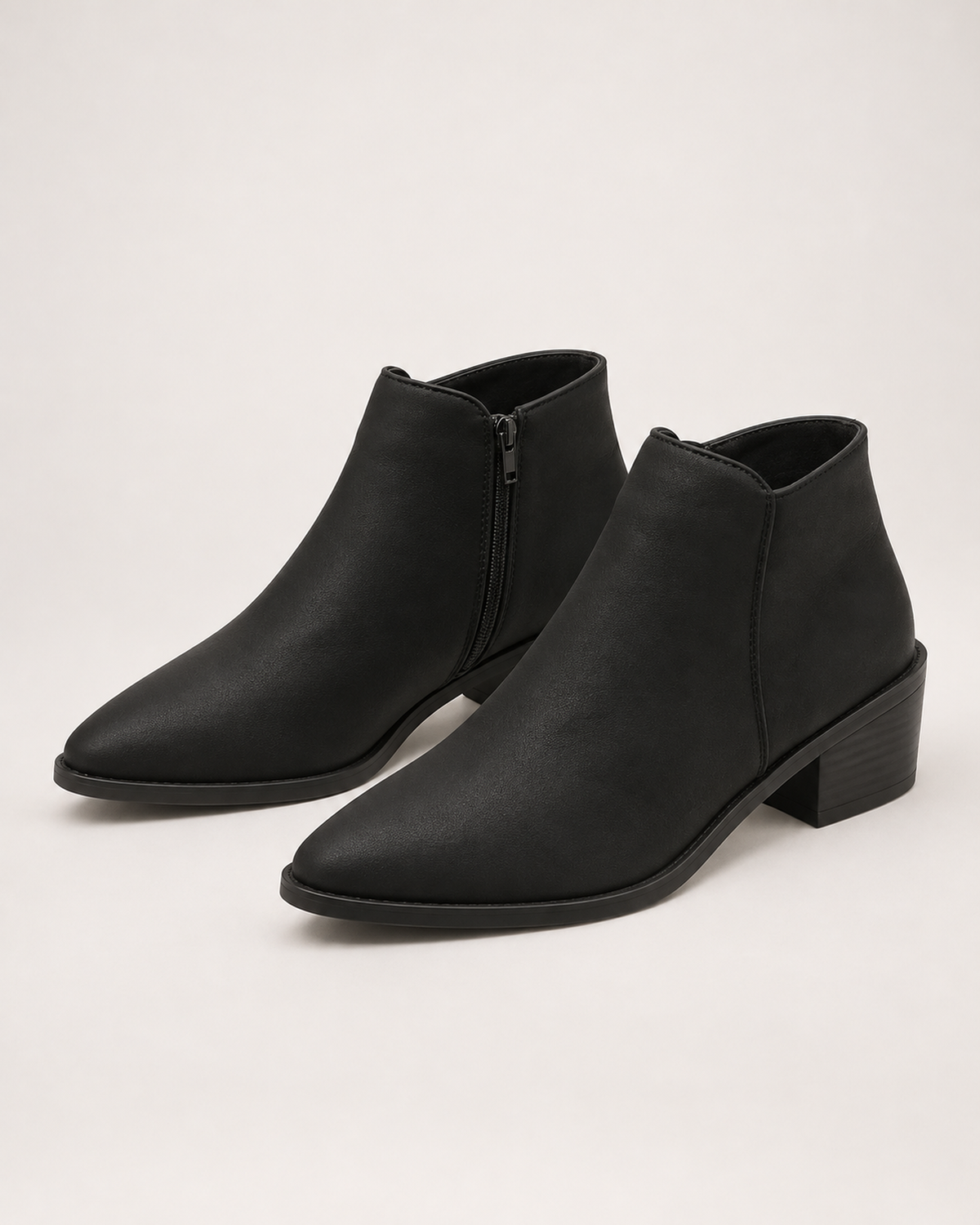 Women's Ankle Boots - Side-Zip Mid-Heel Style, google-safe clean pair hero