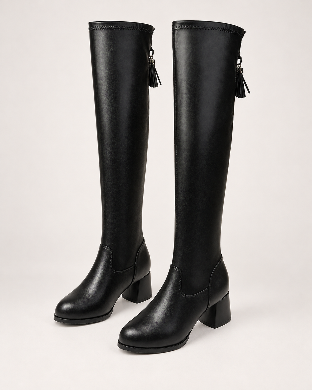 Women's Knee High Boots - Warm-Lined Heel Style, google-safe clean pair hero