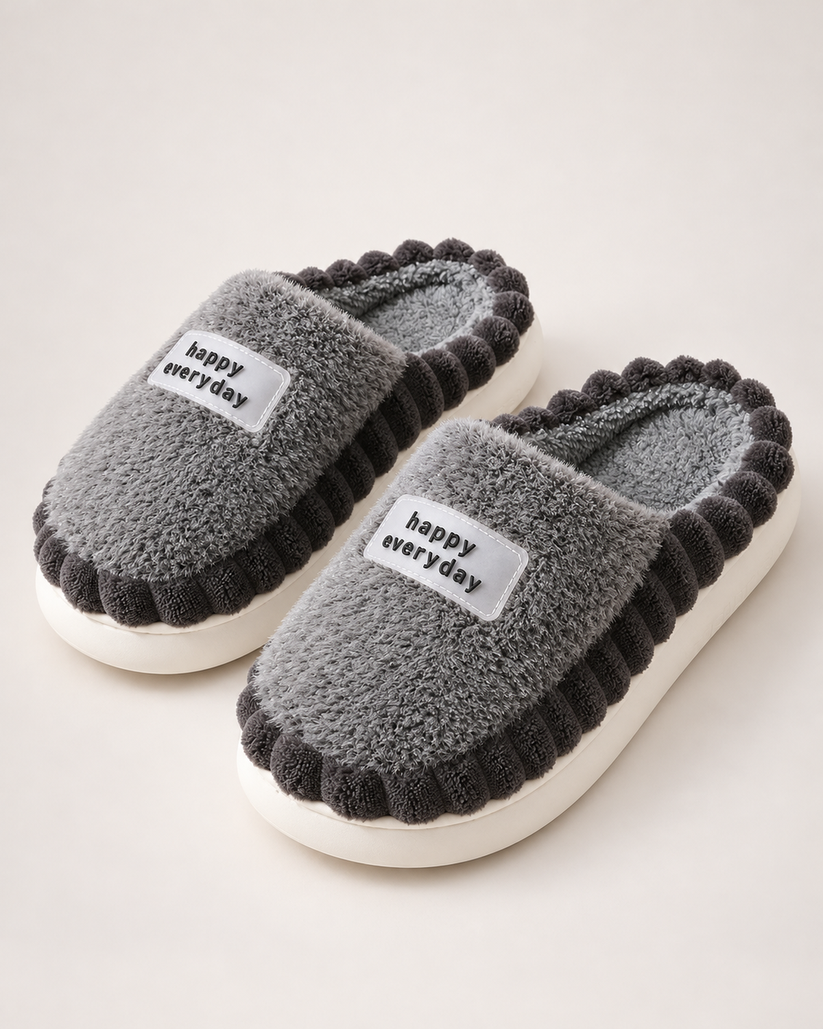 Men's Slippers - Ribbed-Trim Plush Style, approved toe-forward google-safe hero