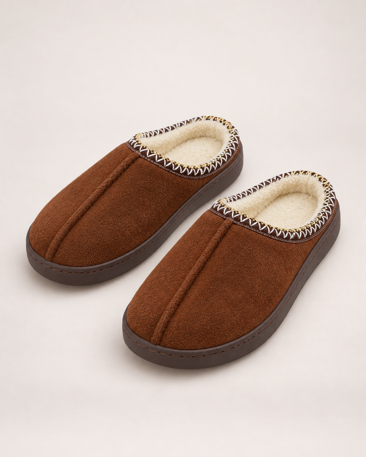 Thick Sole House Slippers in Coffee, product focused view
