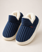 Men's Slippers: Striped Plush Style, toe forward hero