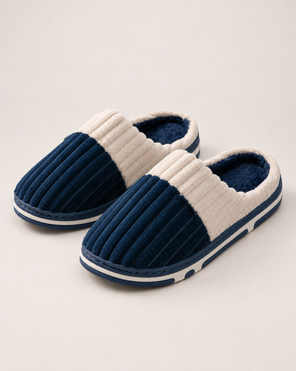 Men's Slippers: Two-Tone Corduroy Style, toe forward hero