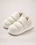 Padded Closed Back Slippers in White, product focused view