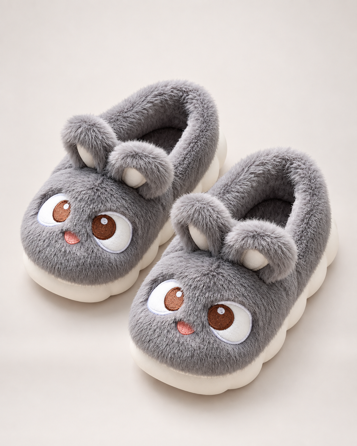 Cartoon Closed Back Slippers in Blue & Grey, product focused view