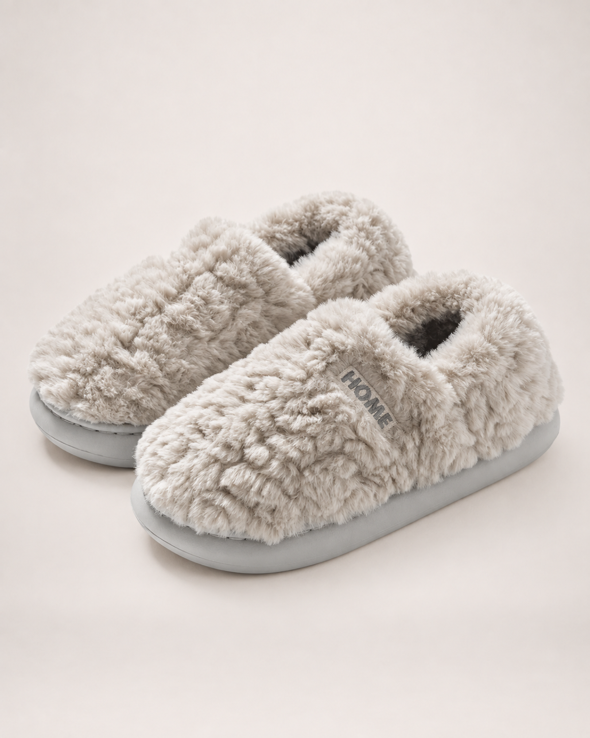 Men's Plush Closed Back Slippers in Grey, product focused view