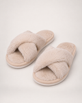 Women's Cross Strap Slippers in Khaki, product focused view