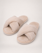 Women's Cross Strap Slippers in Khaki, product focused view
