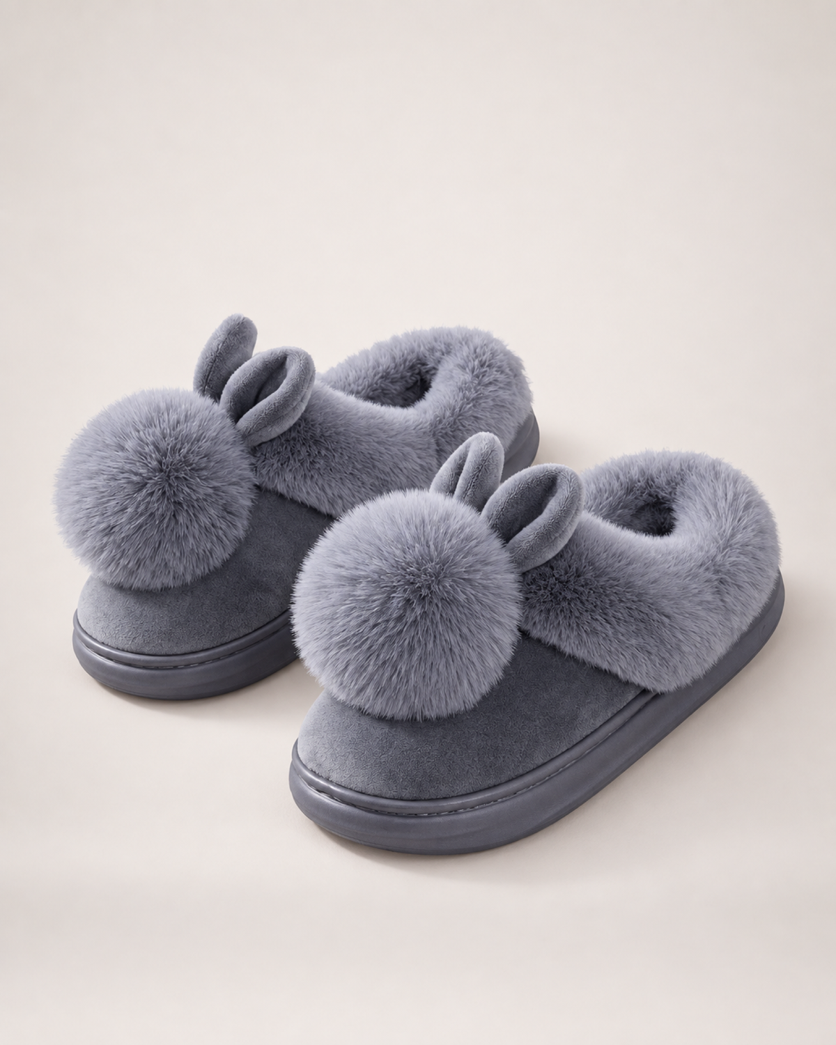 Women's Closed Back Slippers in Grey, product focused view