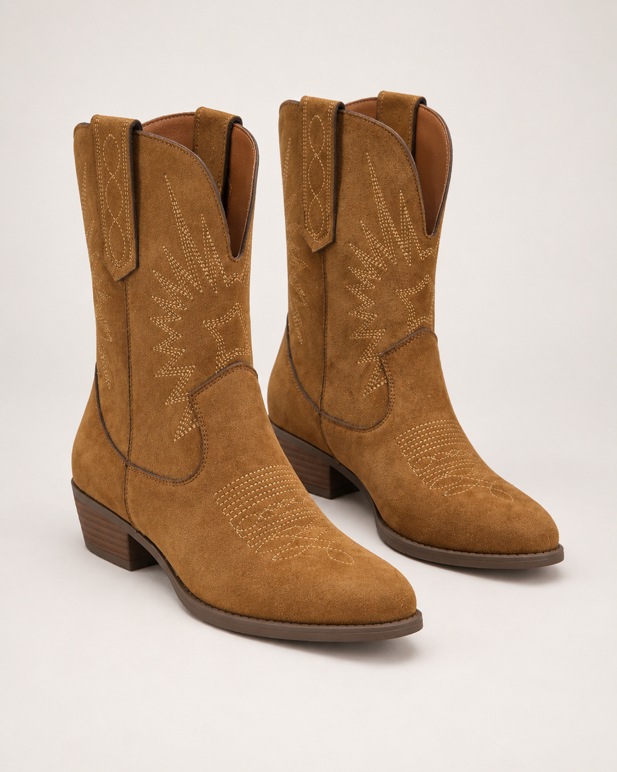 Women's Western Boots: Pointed-Toe Suede-Effect Style in UK 3, pair three quarter hero