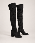 Women's Over-the-Knee Boots: Stretch High Heel Style in Black, pair three quarter hero