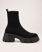 Women's Sock Boots - Chunky Platform Style, outer side view showing shaft and sole profile