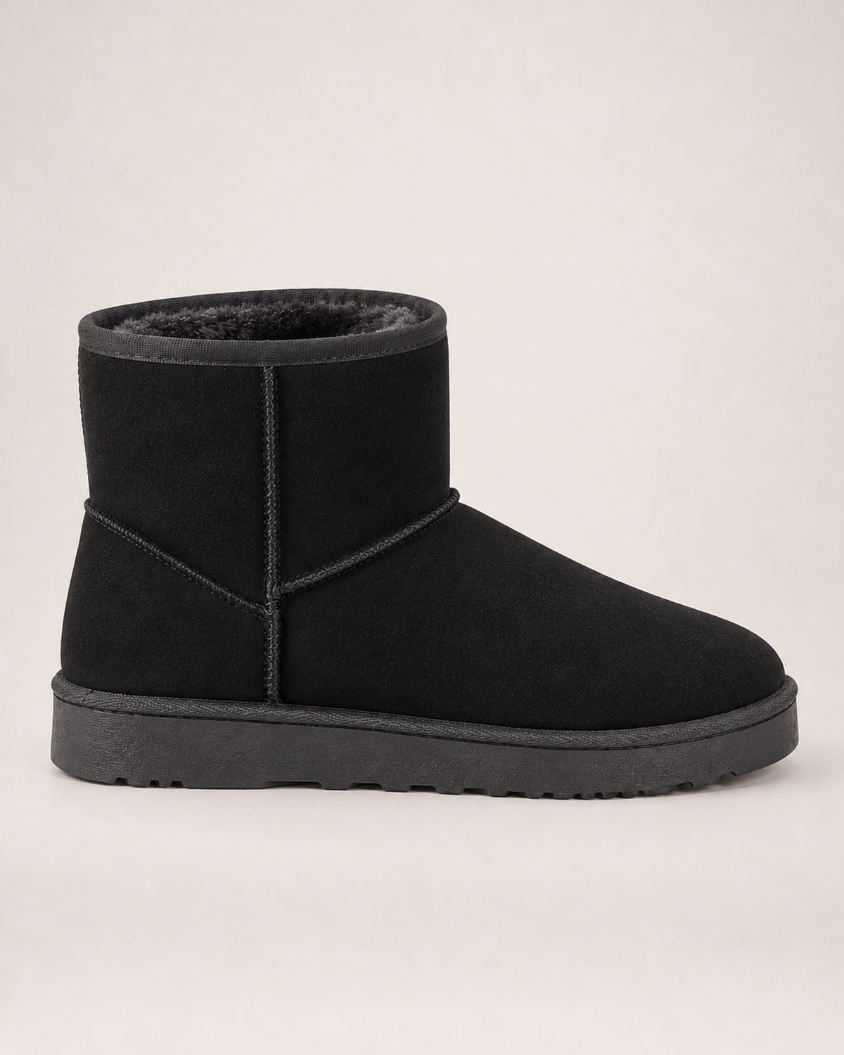 Women's Snow Boots - Faux-Fur Lined Ankle Style, outer side view showing shaft and sole profile