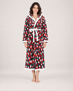Women's Christmas Check Hooded Dressing Gown in Christmas Check, front view