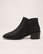 Women's Ankle Boots - Side-Zip Mid-Heel Style, outer side profile