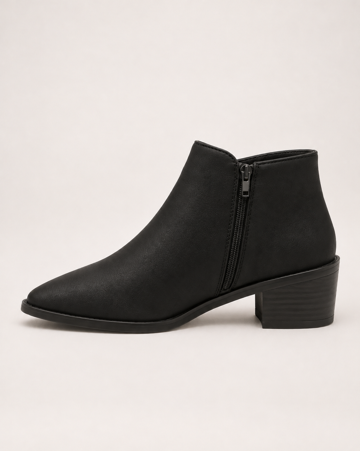 Women's Ankle Boots - Side-Zip Mid-Heel Style, outer side profile