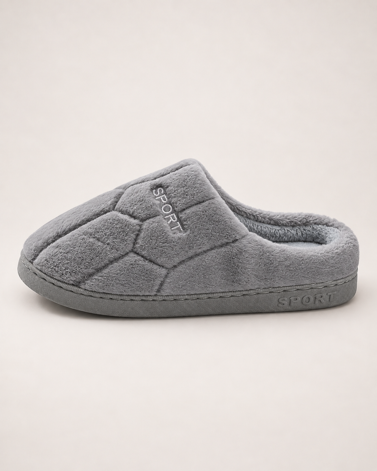 Men's Slippers - Quilted Sport-Patch Style, true side profile