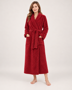 Women's Dressing Gown - Jacquard Shawl-Collar Style, straight front catalogue view