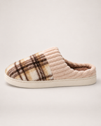 Men's Slippers - Plaid Plush Style, true side profile proving upper and sole proportions
