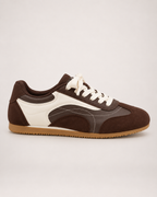 Women's Trainers – Retro Contrast Panels in Brown, side profile