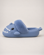 Women's Shark Slippers in Blue, side profile