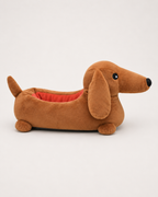 Women's Dachshund Slippers in Brown, side profile