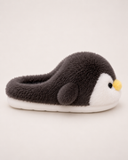 Women's Penguin Slippers in Black, side profile