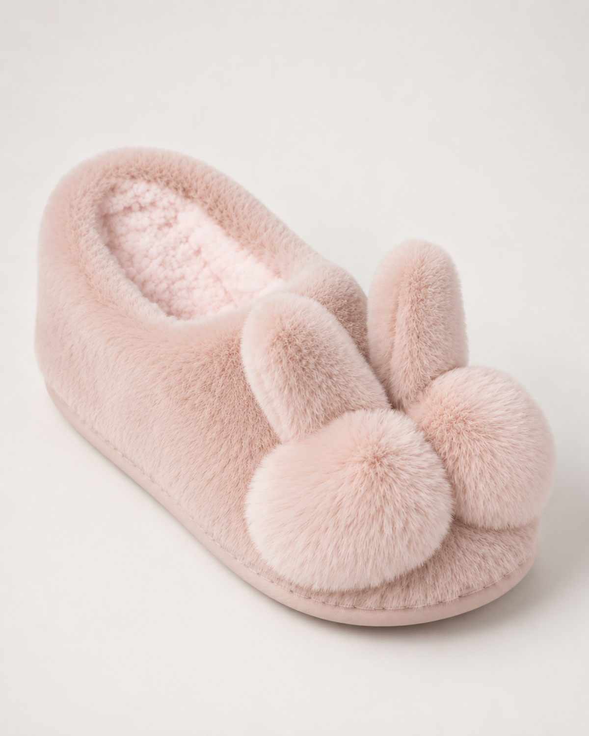 Women's Bunny Slippers in Pink, side profile