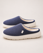 Men's Warm Slippers - Knitted Thick Sole Style, side profile proving the complete construction