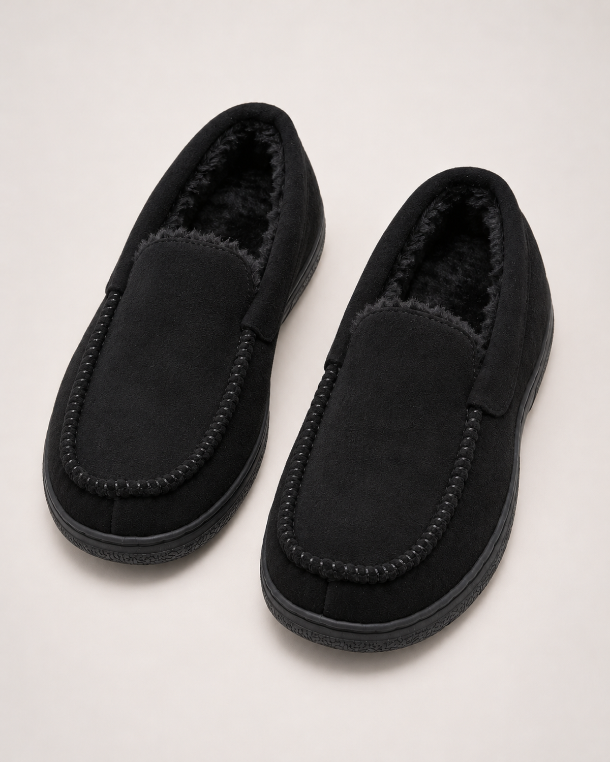 Men's House Slippers - Plaid Warm-Lined Style, side profile proving the complete construction