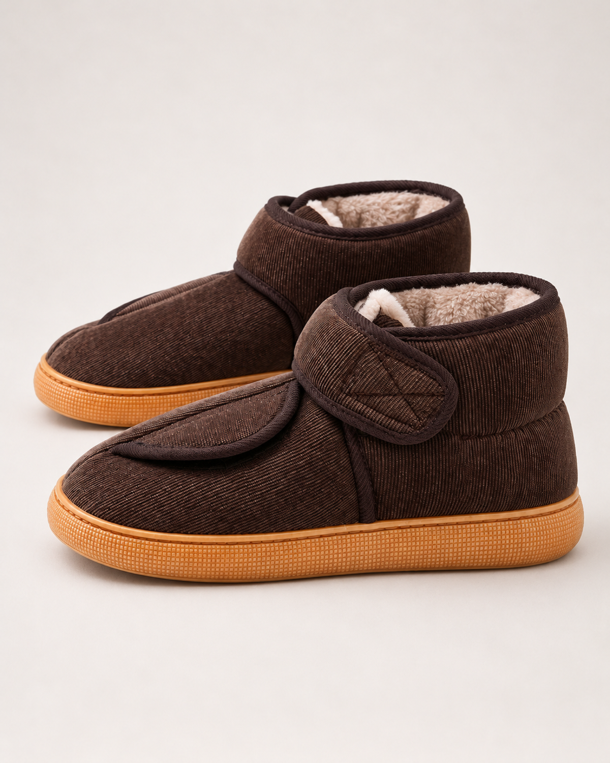 Men's Slipper Boots - Thick Sole Plush Style, side profile proving the complete construction