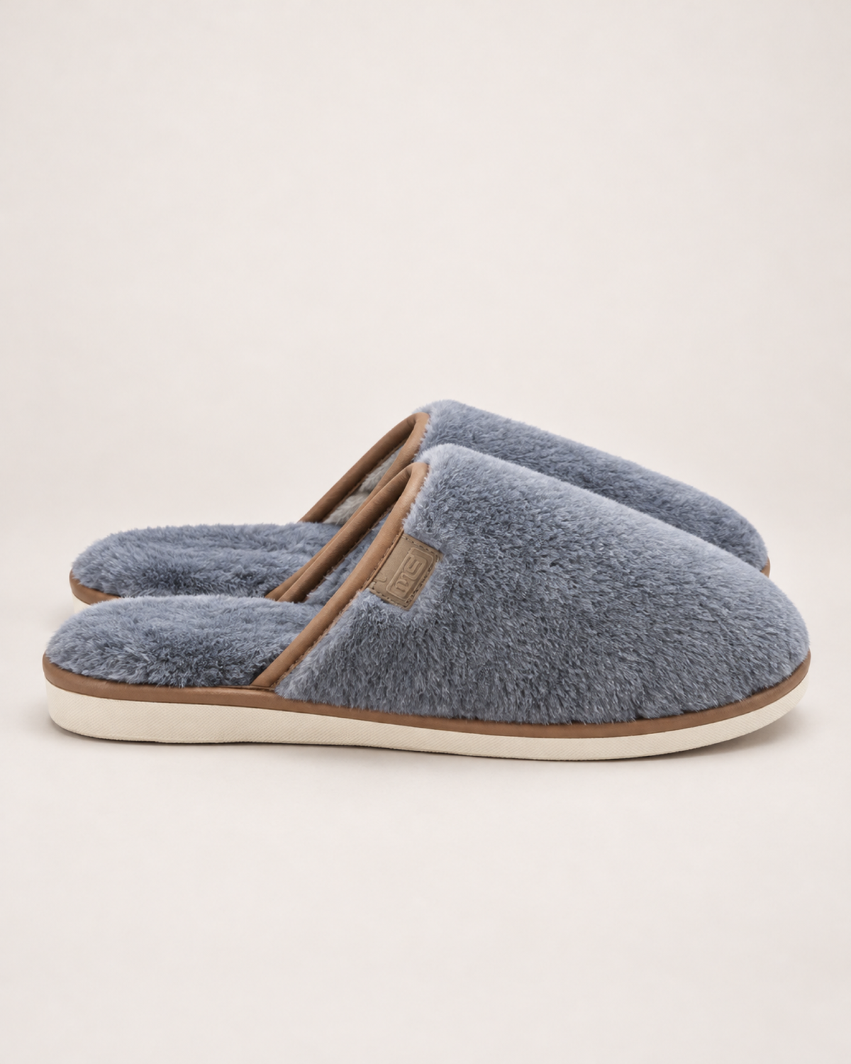 Men's Slippers: Soft Plush House Style, true side view