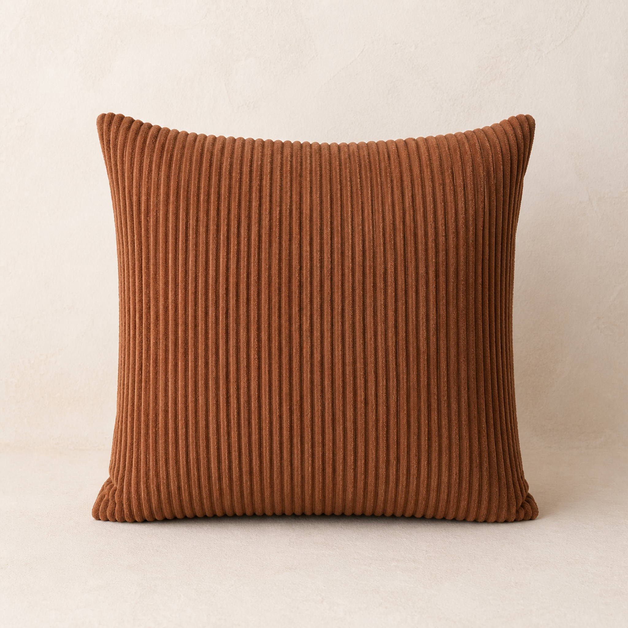 Front view of the Coffee ribbed cushion cover