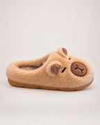 Kids' Capybara Slippers in Light Coffee, side profile view