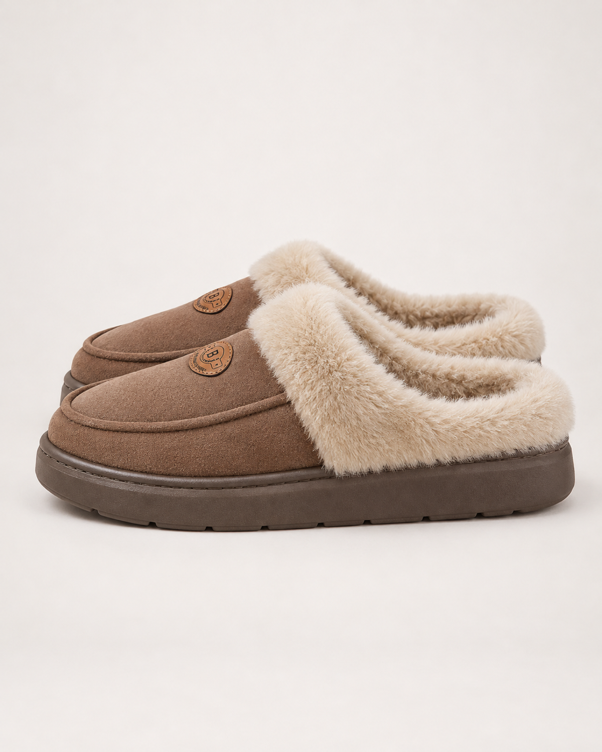 Men's Slippers: Suede-Effect House Style, true side view