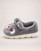 Cartoon Closed Back Slippers in Blue & Grey, side profile view