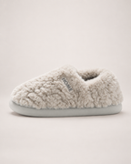 Men's Plush Closed Back Slippers in Grey, side profile view