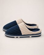 Men's Slippers: Two-Tone Corduroy Style, true side view