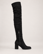 Women's Over-the-Knee Boots: Stretch High Heel Style in Black, single side profile