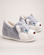 Husky Closed Back Slippers in Light Grey, side profile view